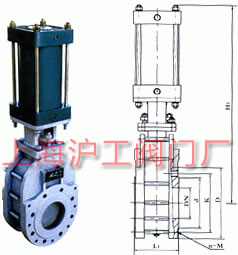 干灰閘閥外形及結(jié)構(gòu)尺寸示意圖